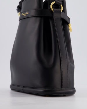 Christian Dior Medium C'est Dior Bucket Bag In Black CD-Embossed Calfskin Leather with Gold Hardware