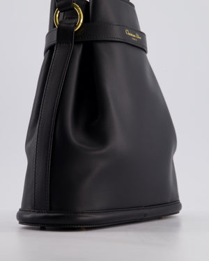 Christian Dior Medium C'est Dior Bucket Bag In Black CD-Embossed Calfskin Leather with Gold Hardware