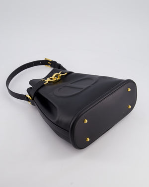 Christian Dior Medium C'est Dior Bucket Bag In Black CD-Embossed Calfskin Leather with Gold Hardware
