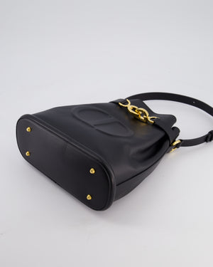 Christian Dior Medium C'est Dior Bucket Bag In Black CD-Embossed Calfskin Leather with Gold Hardware