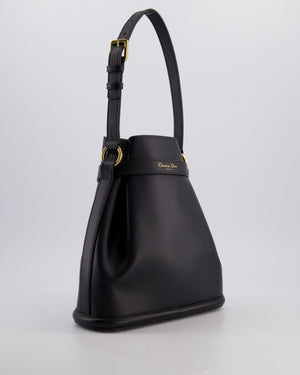 Christian Dior Medium C'est Dior Bucket Bag In Black CD-Embossed Calfskin Leather with Gold Hardware