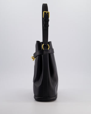Christian Dior Medium C'est Dior Bucket Bag In Black CD-Embossed Calfskin Leather with Gold Hardware