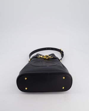 Christian Dior Medium C'est Dior Bucket Bag In Black CD-Embossed Calfskin Leather with Gold Hardware