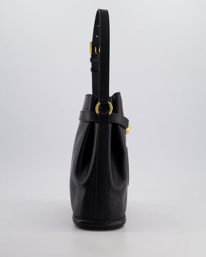 Christian Dior Medium C'est Dior Bucket Bag In Black CD-Embossed Calfskin Leather with Gold Hardware