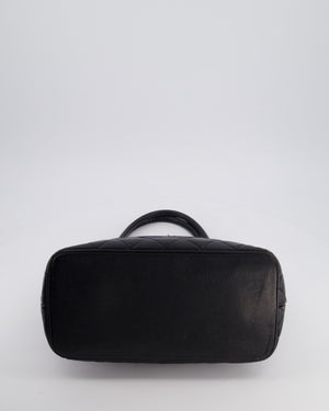 Chanel Vintage Black Medallion Tote in Black Quilted Caviar Leather with Gold Hardware