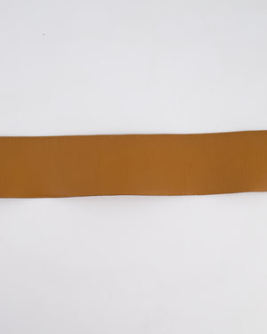 Christian Dior Wide Brown Leather Belt with Large Brass-Toned Buckle Size L