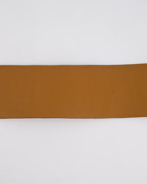 Christian Dior Wide Brown Leather Belt with Large Brass-Toned Buckle Size L