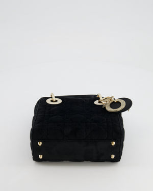 Christian Dior Black Velvet Mini Lady Dior Bag with Champagne Gold Crystal Embellished Hardware RRP £5,000