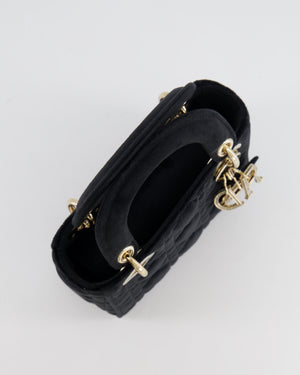 Christian Dior Black Velvet Mini Lady Dior Bag with Champagne Gold Crystal Embellished Hardware RRP £5,000
