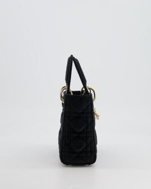 Christian Dior Black Velvet Mini Lady Dior Bag with Champagne Gold Crystal Embellished Hardware RRP £5,000