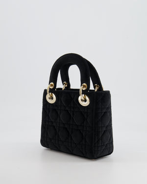 Christian Dior Black Velvet Mini Lady Dior Bag with Champagne Gold Crystal Embellished Hardware RRP £5,000