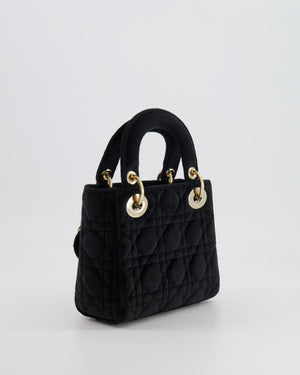 Christian Dior Black Velvet Mini Lady Dior Bag with Champagne Gold Crystal Embellished Hardware RRP £5,000