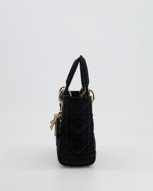 Christian Dior Black Velvet Mini Lady Dior Bag with Champagne Gold Crystal Embellished Hardware RRP £5,000
