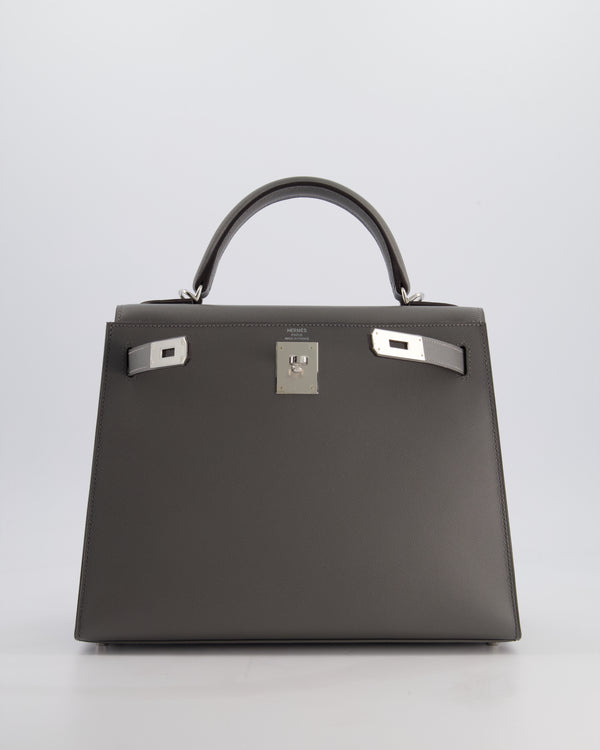 *RARE* Hermès Kelly 28 Sellier Bag in Gris Meyer Madame Leather with Palladium Hardware