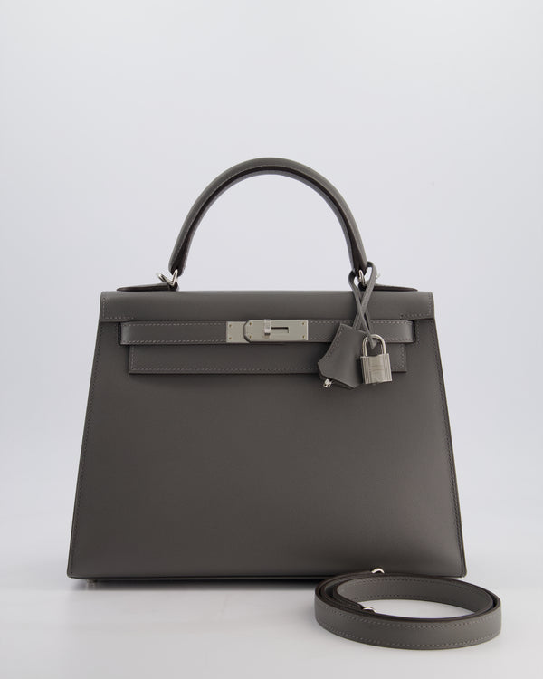 *RARE* Hermès Kelly 28 Sellier Bag in Gris Meyer Madame Leather with Palladium Hardware