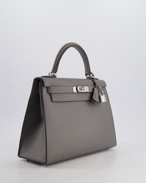*RARE* Hermès Kelly 28 Sellier Bag in Gris Meyer Madame Leather with Palladium Hardware