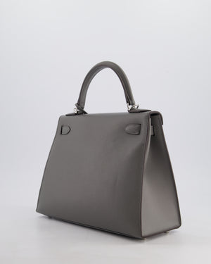 *RARE* Hermès Kelly 28 Sellier Bag in Gris Meyer Madame Leather with Palladium Hardware
