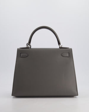 *RARE* Hermès Kelly 28 Sellier Bag in Gris Meyer Madame Leather with Palladium Hardware