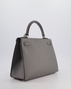 *RARE* Hermès Kelly 28 Sellier Bag in Gris Meyer Madame Leather with Palladium Hardware