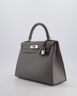 *RARE* Hermès Kelly 28 Sellier Bag in Gris Meyer Madame Leather with Palladium Hardware