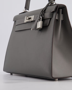 *RARE* Hermès Kelly 28 Sellier Bag in Gris Meyer Madame Leather with Palladium Hardware