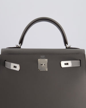 *RARE* Hermès Kelly 28 Sellier Bag in Gris Meyer Madame Leather with Palladium Hardware