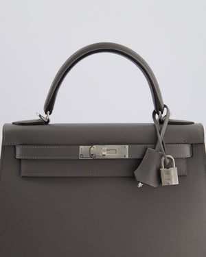 *RARE* Hermès Kelly 28 Sellier Bag in Gris Meyer Madame Leather with Palladium Hardware