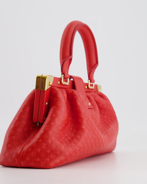 Louis Vuitton Red Leather Nanogram Clutch Bag with Gold Hardware RRP £1,950
