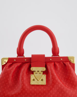 Louis Vuitton Red Leather Nanogram Clutch Bag with Gold Hardware RRP £1,950