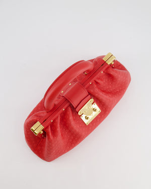 Louis Vuitton Red Leather Nanogram Clutch Bag with Gold Hardware RRP £1,950