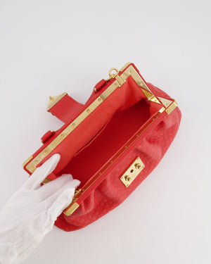 Louis Vuitton Red Leather Nanogram Clutch Bag with Gold Hardware RRP £1,950