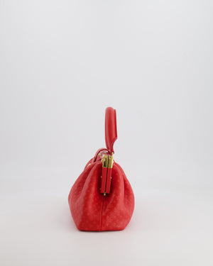 Louis Vuitton Red Leather Nanogram Clutch Bag with Gold Hardware RRP £1,950