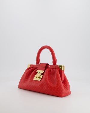 Louis Vuitton Red Leather Nanogram Clutch Bag with Gold Hardware RRP £1,950