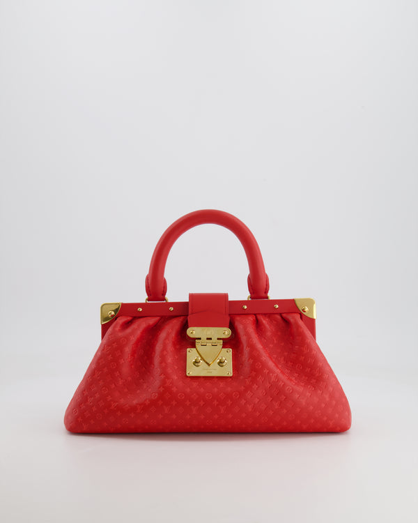 Louis Vuitton Red Leather Nanogram Clutch Bag with Gold Hardware RRP £1,950