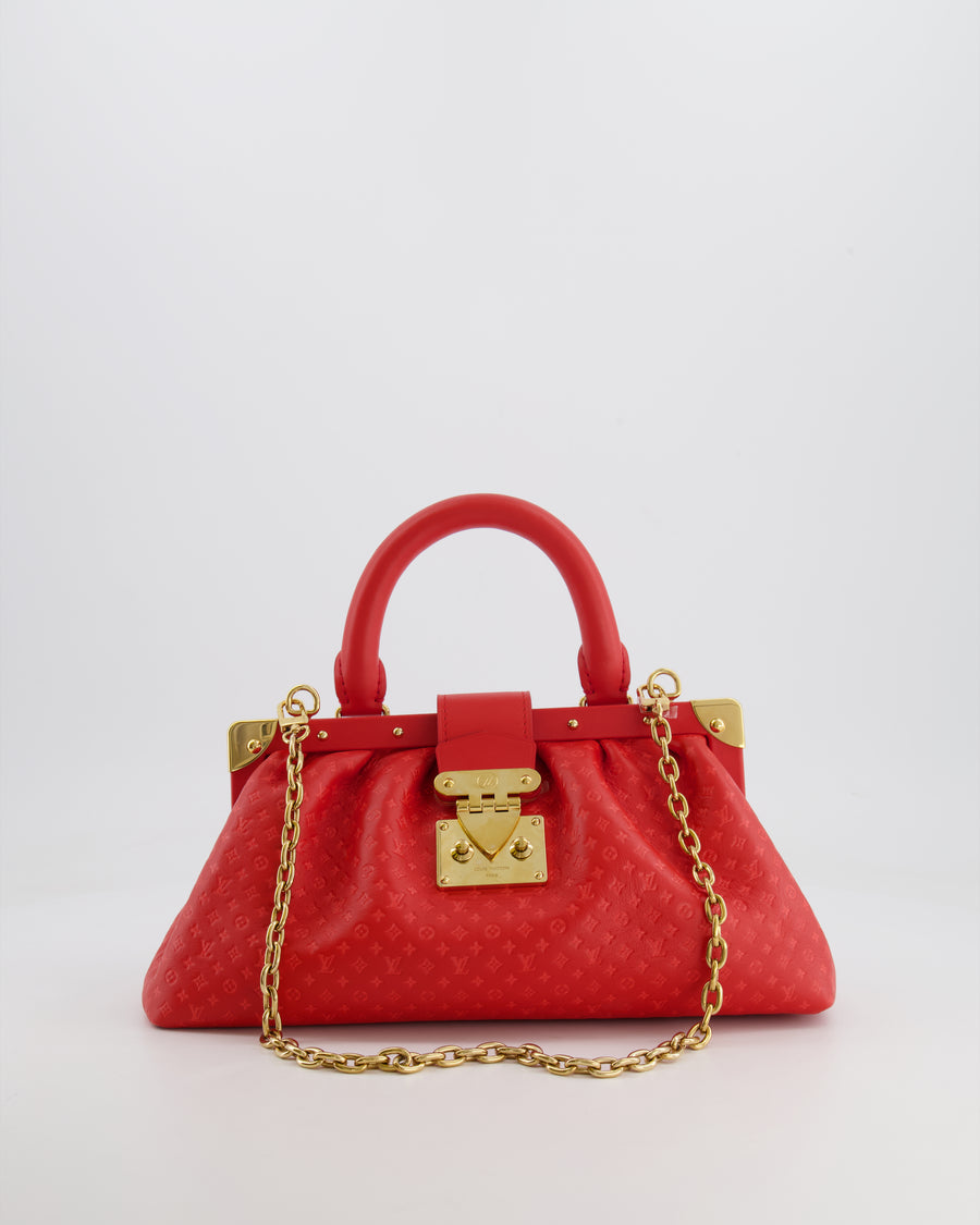 Louis Vuitton Red Leather Nanogram Clutch Bag with Gold Hardware RRP £1,950