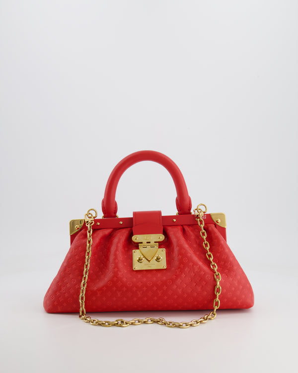 Louis Vuitton Red Leather Nanogram Clutch Bag with Gold Hardware RRP £1,950