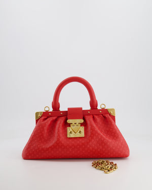 Louis Vuitton Red Leather Nanogram Clutch Bag with Gold Hardware RRP £1,950