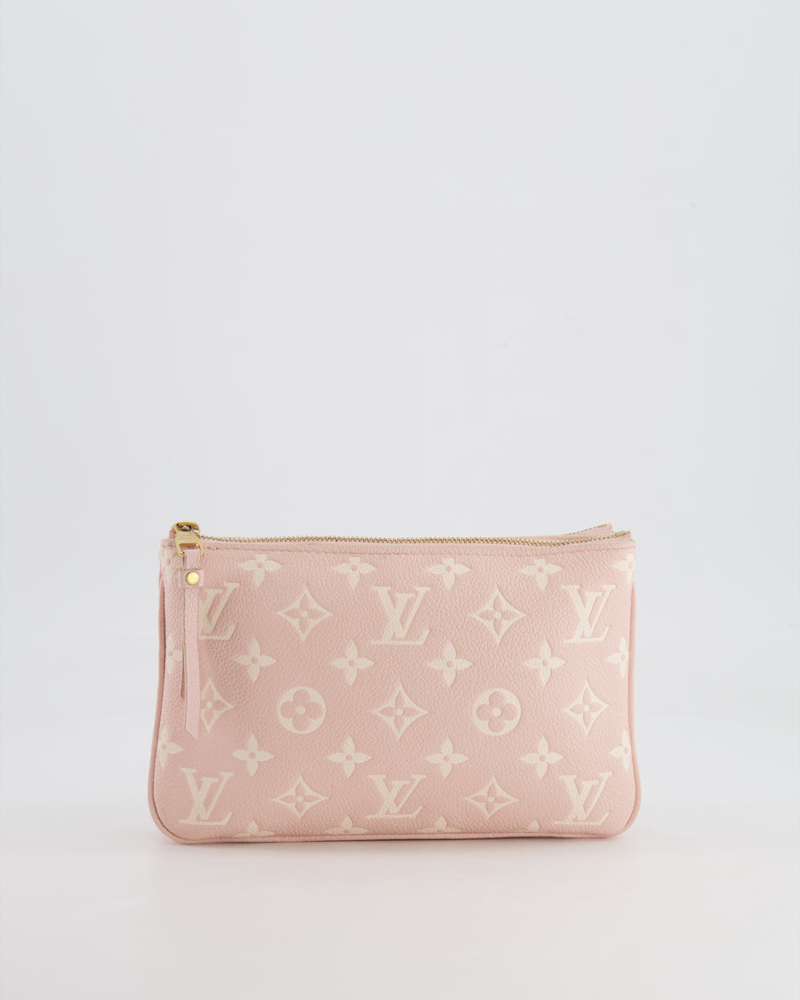 Louis Vuitton Pink and White Empreinte Monogram Double Zip Pochette Bag with Gold Hardware RRP £1,480