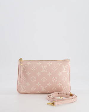 Louis Vuitton Pink and White Empreinte Monogram Double Zip Pochette Bag with Gold Hardware RRP £1,480