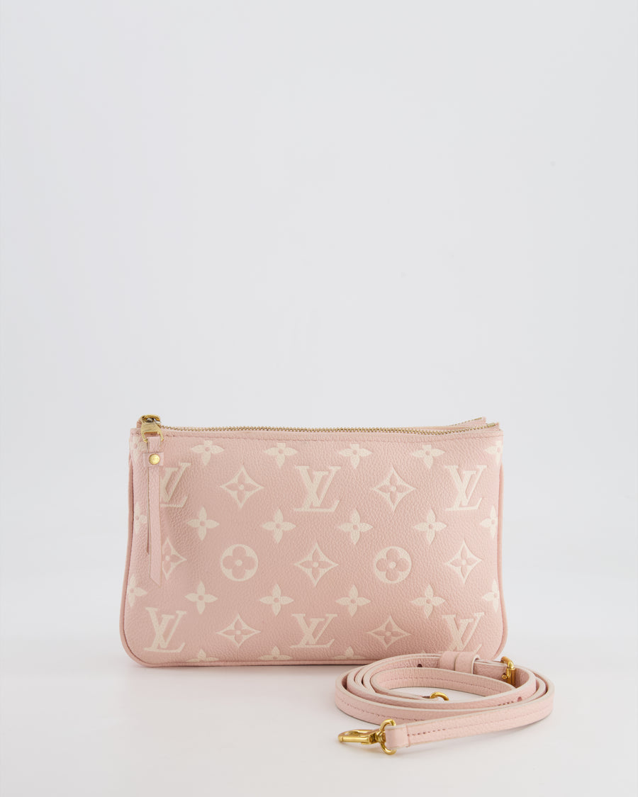 Louis Vuitton Pink and White Empreinte Monogram Double Zip Pochette Bag with Gold Hardware RRP £1,480