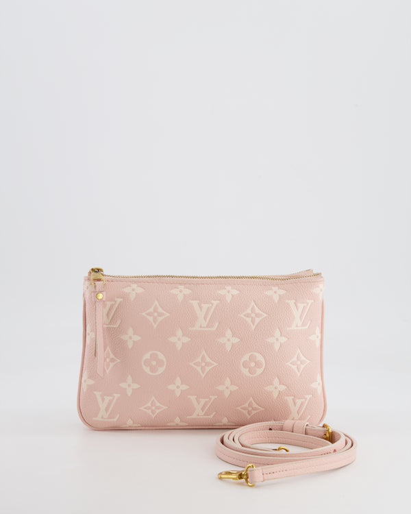 Louis Vuitton Pink and White Empreinte Monogram Double Zip Pochette Bag with Gold Hardware RRP £1,480
