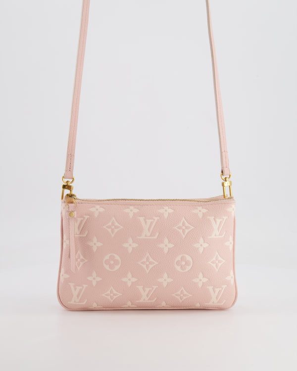 Louis Vuitton Pink and White Empreinte Monogram Double Zip Pochette Bag with Gold Hardware RRP £1,480