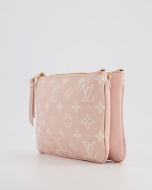 Louis Vuitton Pink and White Empreinte Monogram Double Zip Pochette Bag with Gold Hardware RRP £1,480