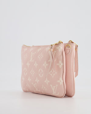 Louis Vuitton Pink and White Empreinte Monogram Double Zip Pochette Bag with Gold Hardware RRP £1,480