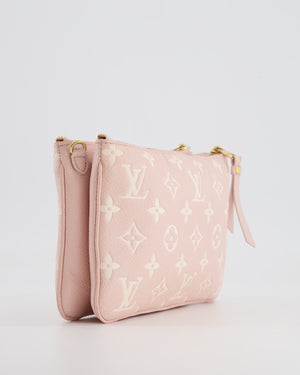 Louis Vuitton Pink and White Empreinte Monogram Double Zip Pochette Bag with Gold Hardware RRP £1,480
