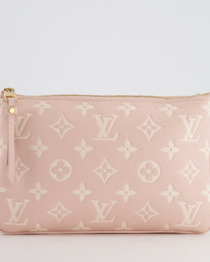 Louis Vuitton Pink and White Empreinte Monogram Double Zip Pochette Bag with Gold Hardware RRP £1,480