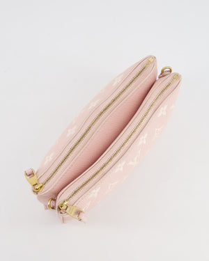 Louis Vuitton Pink and White Empreinte Monogram Double Zip Pochette Bag with Gold Hardware RRP £1,480
