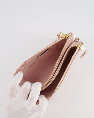 Louis Vuitton Pink and White Empreinte Monogram Double Zip Pochette Bag with Gold Hardware RRP £1,480