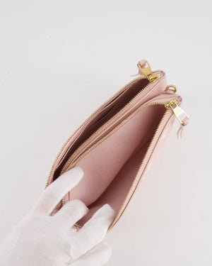 Louis Vuitton Pink and White Empreinte Monogram Double Zip Pochette Bag with Gold Hardware RRP £1,480