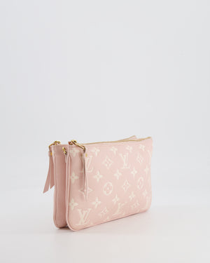 Louis Vuitton Pink and White Empreinte Monogram Double Zip Pochette Bag with Gold Hardware RRP £1,480